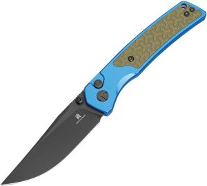 Bestech Icebreaker Button Lock D2 Drop Point - Blue/OD