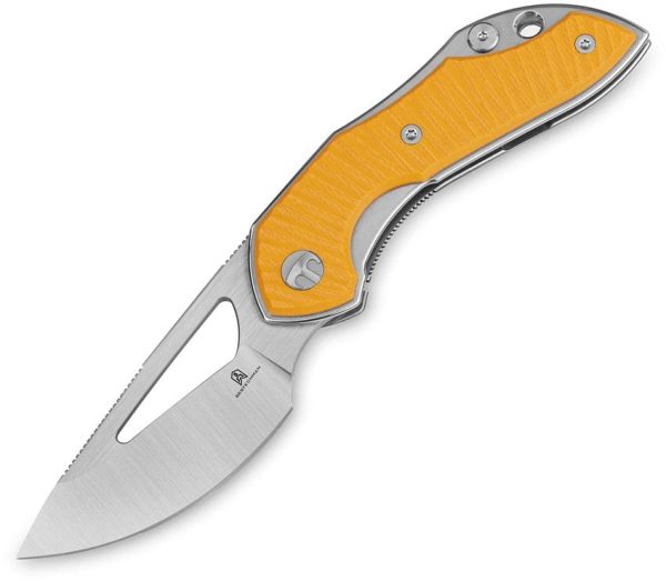 Bestech Triassic Linerlock 14C28N Drop Point - Yellow G10