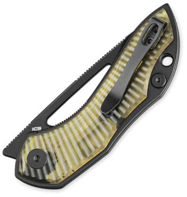 Bestech Triassic Linerlock PVD 14C28N Drop Point - Clear Ultem