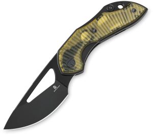 Bestech Triassic Linerlock PVD 14C28N Drop Point - Amber Ultem