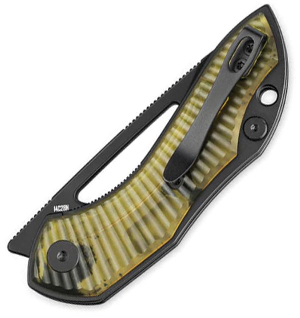 Bestech Triassic Linerlock PVD 14C28N Drop Point - Amber Ultem