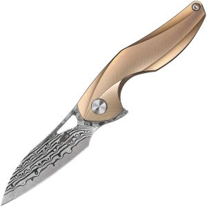 Bestech The Reticulan Framelock Gold Damascus