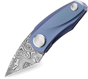 Bestech Tulip Damasteel Framelock Blue Titanium