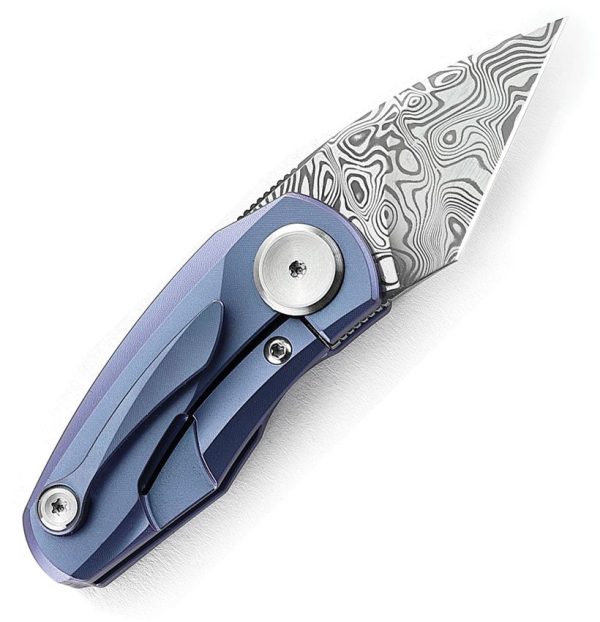 Bestech Tulip Damasteel Framelock Blue Titanium