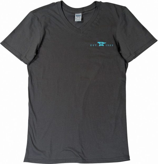 BU11275.jpg Buck Womens T-Shirt Gray-Teal XL - Buck Logo V-Neck