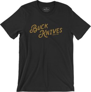 Buck Vintage Script T-Shirt Large - Coal Cotton
