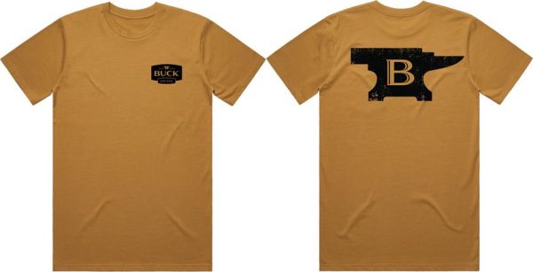 Buck Anvil T-Shirt Large Camel Cotton