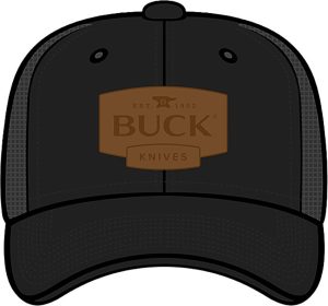 Buck Mesh Snapback Hat - Black Leather Patch