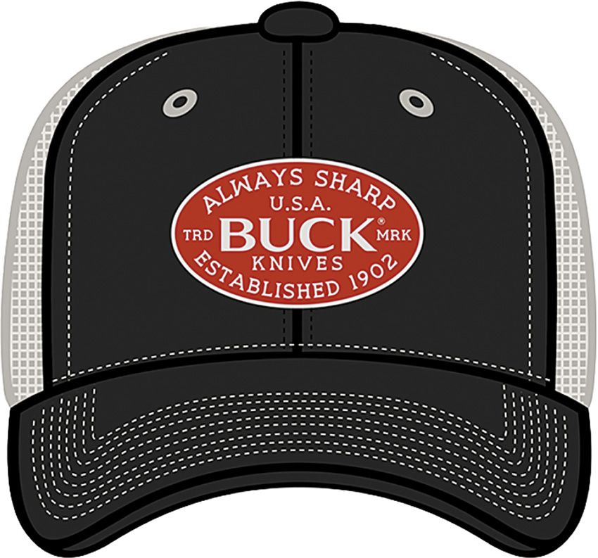 Buck USA Felt Patch Hat Black w/ White Mesh Back