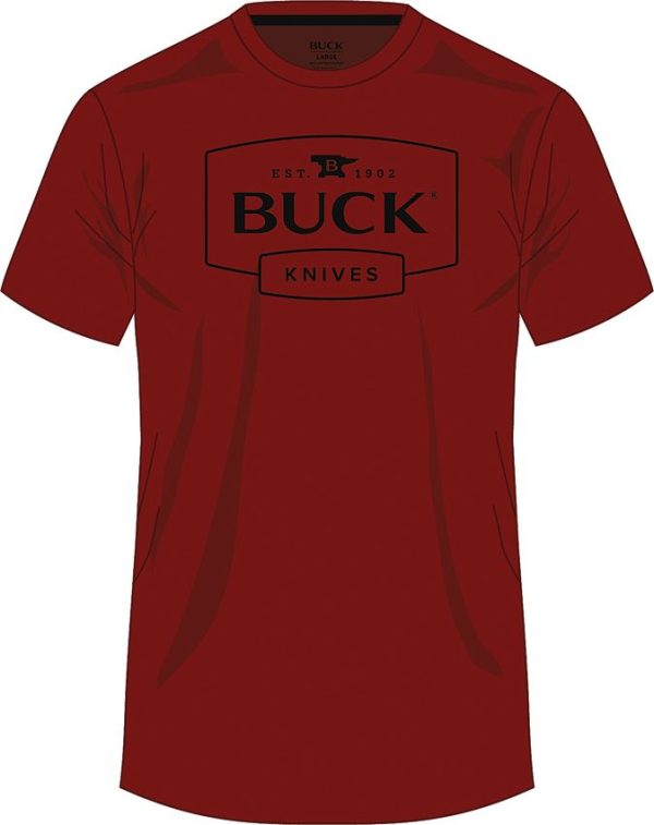 Buck Logo T-Shirt Dark Red Large