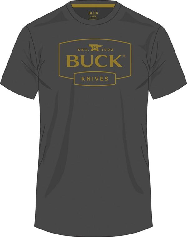 Buck Logo T-Shirt Charcoal Large