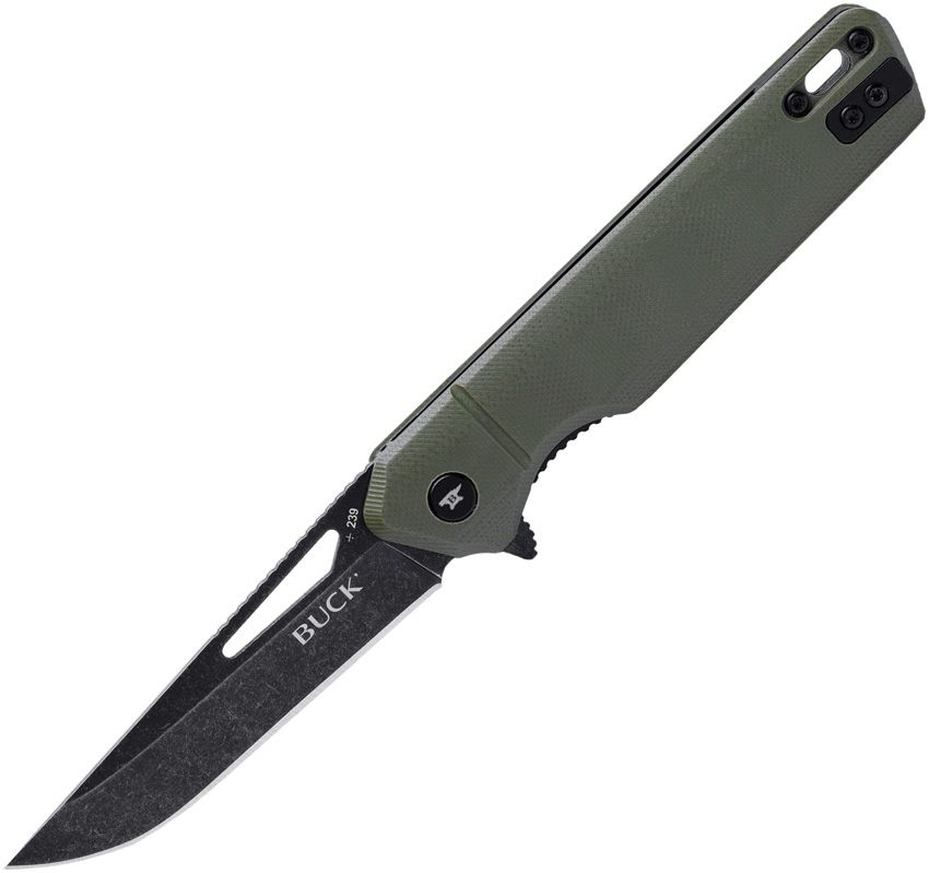 Buck Infusion Linerlock Assisted Opening 3.25" Black Stonewash Blade OD Green