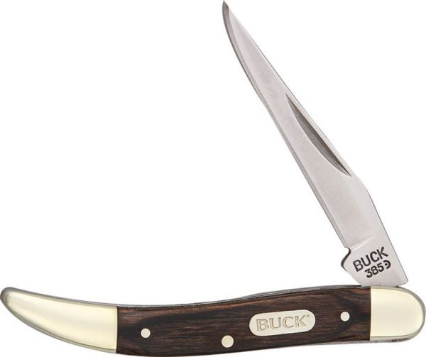 BU385BRS.jpg Buck Toothpick 420HC Lockback Folding Knife - Brown Wood