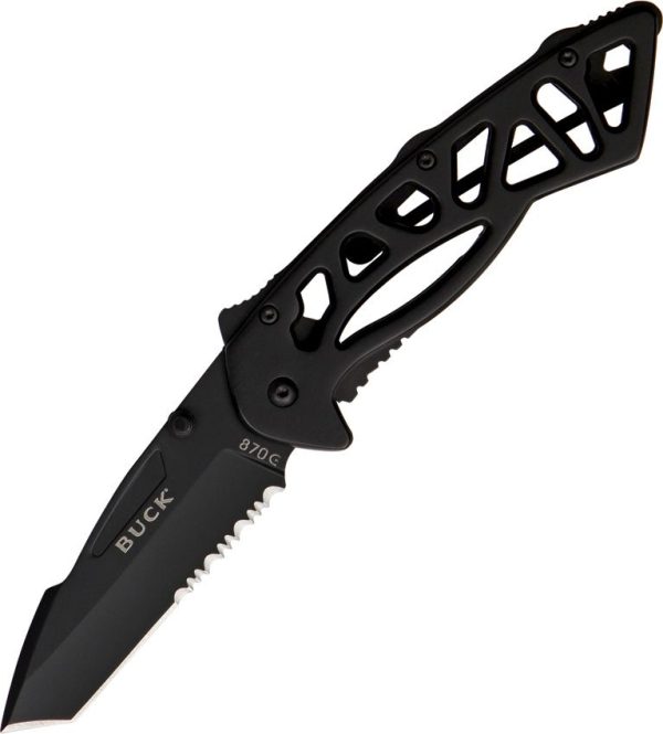 Buck Bones Framelock - Black Tanto 420HC Stainless