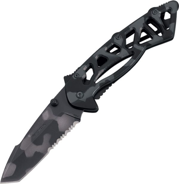 BU870X.jpg Buck Bones Framelock Tiger Stripe - Camo Tanto