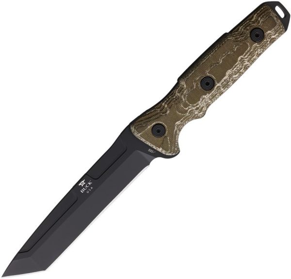 Buck Ground Combat Tanto Fixed Blade - Green Micarta