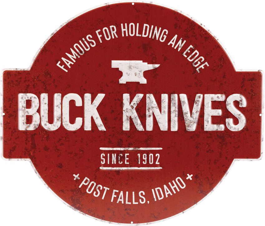 Buck Famous For Edge Tin Sign 16.75" x 14.5" Embossed Aluminum