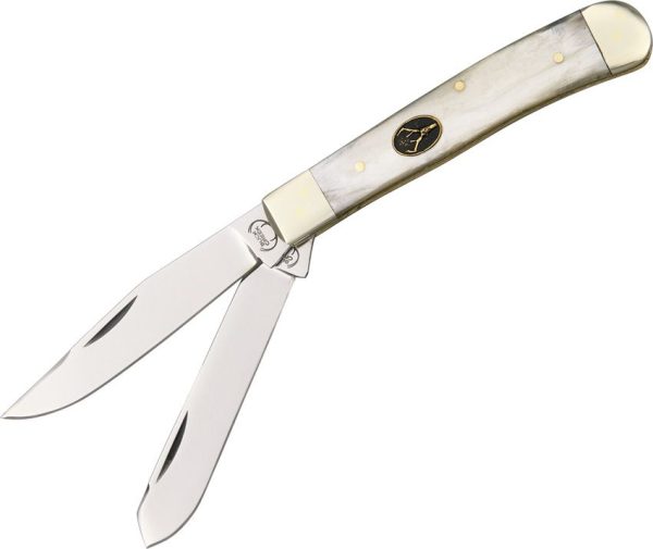 Buck Creek Trapper Cracked Ice Folding Knife Stainless Blades
