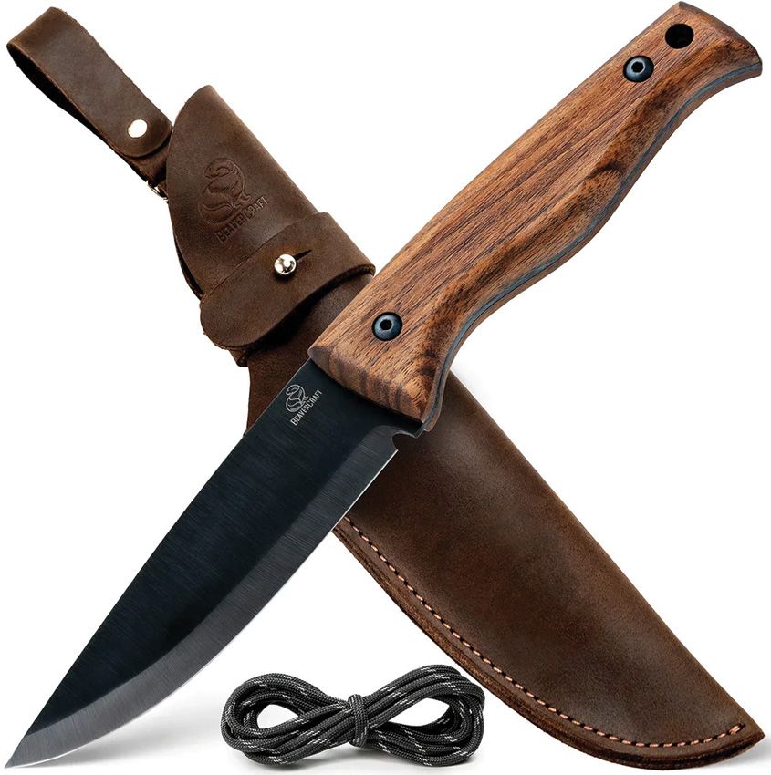 Beavercraft Nightfall Fixed Blade Knife 4.75" Black 1066 Carbon Steel