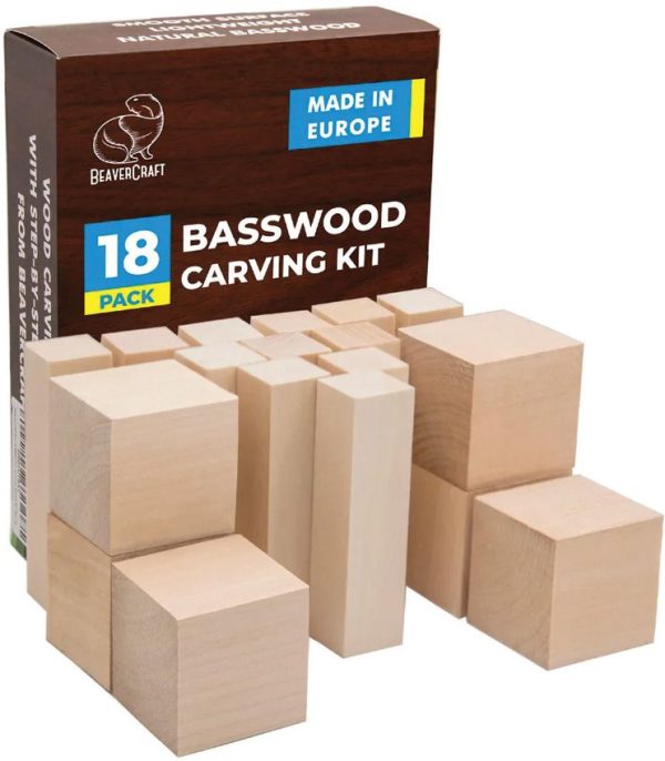BeaverCraft Basswood Carving Block Set - 18 Pieces