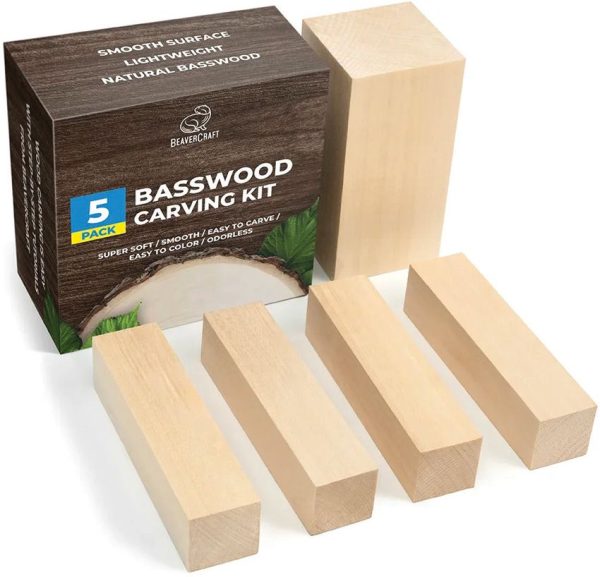 BeaverCraft Basswood Carving Block Set 5-Piece