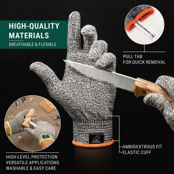 BeaverCraft Cut Resistant Gloves Large - Gray