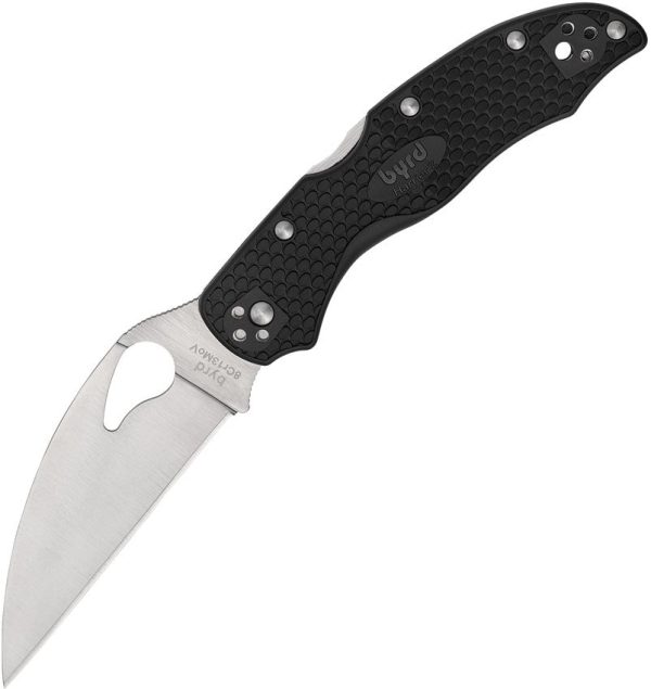 BY01PBKWC2.jpg Byrd Harrier 2 Lockback Folding Knife 3.38" Satin Wharncliffe Blade, Black FRN Handle