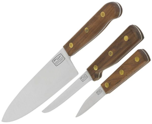 Chicago Cutlery Walnut Tradition 3 Piece Chef Knife Set High Carbon