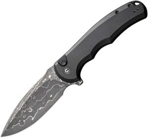 Civivi Praxis Button Lock Damascus - Black