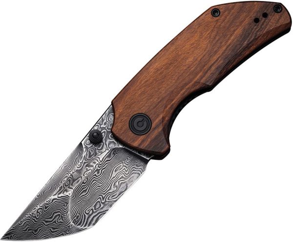 Civivi Thug 2 Damascus Linerlock - Brown Wood Handle
