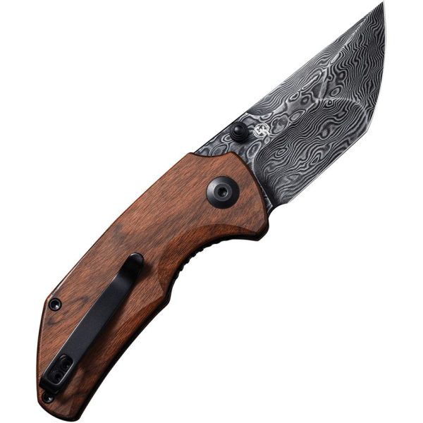 Civivi Thug 2 Damascus Linerlock - Brown Wood Handle
