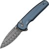 Civivi Mini Shakan Damascus Button Lock - Blue Aluminum