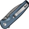 Civivi Mini Shakan Damascus Button Lock - Blue Aluminum