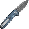 Civivi Mini Shakan Damascus Button Lock - Blue Aluminum