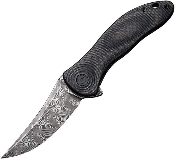 Civivi Synergy3 Damascus Linerlock - Carbon Fiber Trailing Point