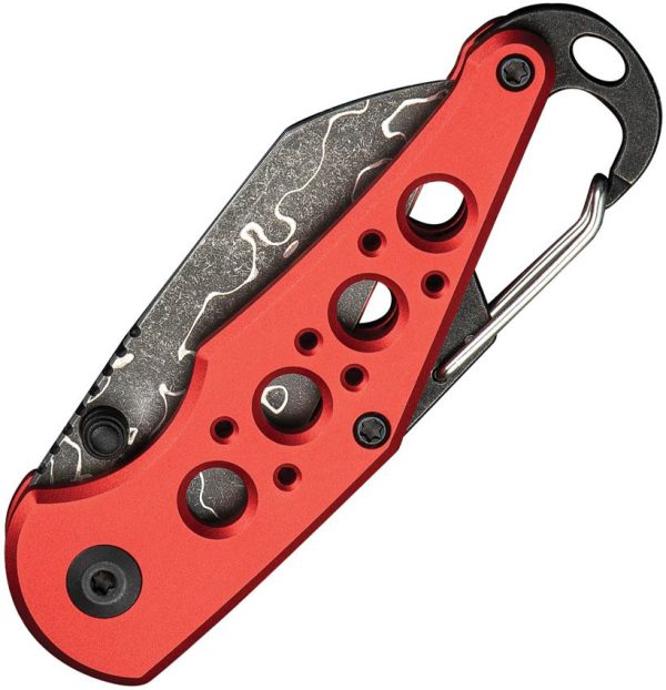 Civivi Pragma Button Lock Red - Damascus Wharncliffe