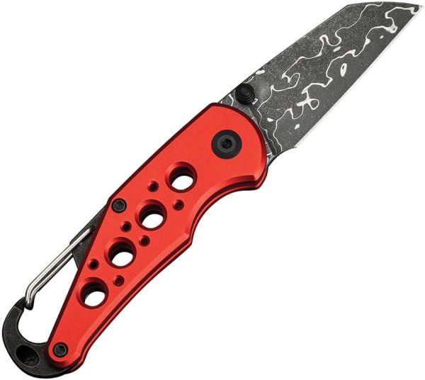 Civivi Pragma Button Lock Red - Damascus Wharncliffe
