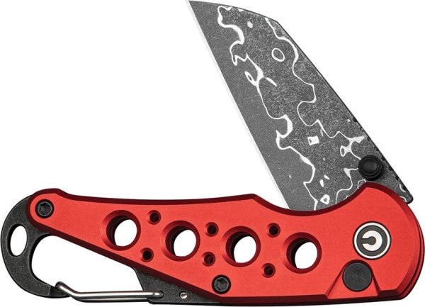 Civivi Pragma Button Lock Red - Damascus Wharncliffe