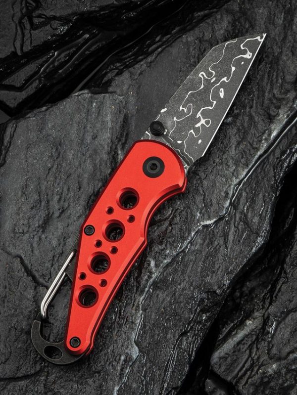 Civivi Pragma Button Lock Red - Damascus Wharncliffe