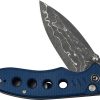 Civivi Triptych Damascus Button Lock - Blue Micarta