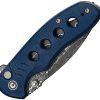 Civivi Triptych Damascus Button Lock - Blue Micarta