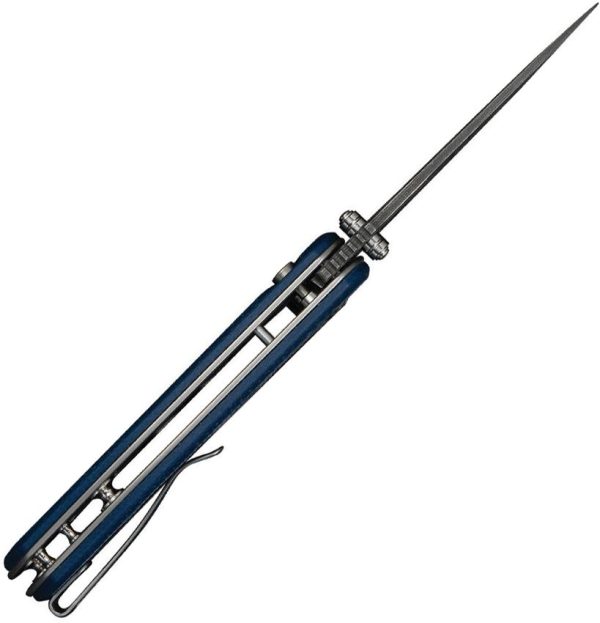 Civivi Triptych Damascus Button Lock - Blue Micarta