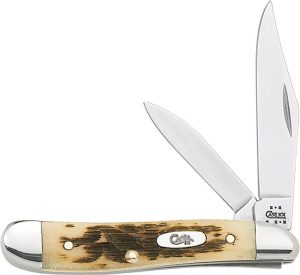 CA045.jpg Case Cutlery Peanut Amber Bone Stainless Two-Blade