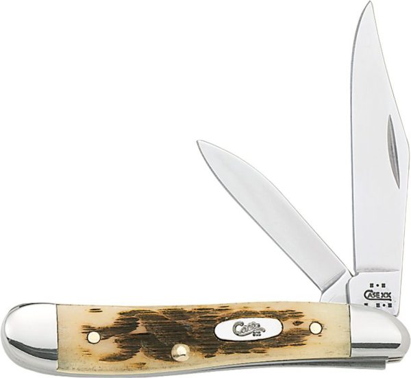 Case Cutlery Peanut Amber Bone Stainless Two-Blade