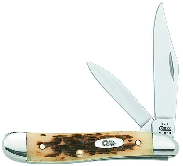 Case Cutlery Peanut Amber Bone Stainless Two-Blade