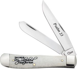 CA08795.jpg Case Cutlery Psalm 23 Trapper Bone Handle Folding Knife