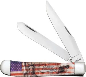 Case Cutlery Trapper Patriotic Folding Knife 4.13" Closed White