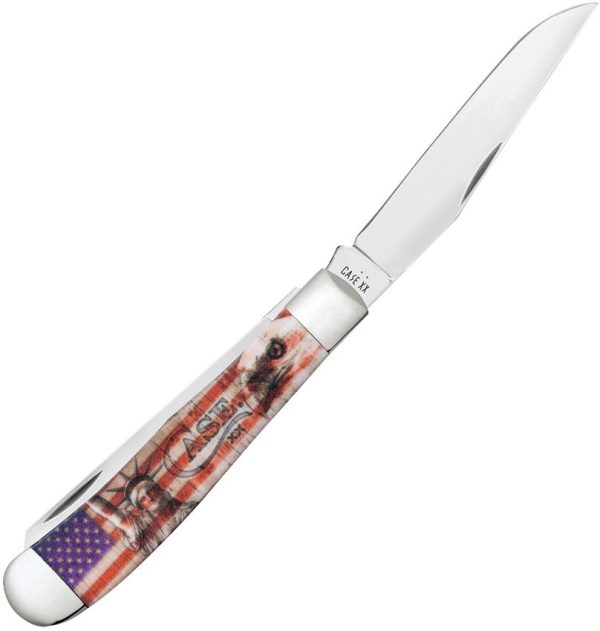 Case Cutlery Trapper Patriotic Folding Knife 4.13" Closed White