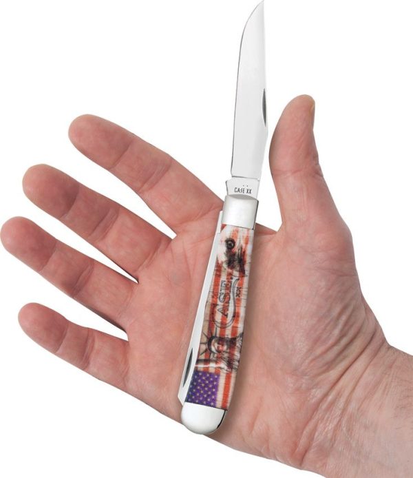 Case Cutlery Trapper Patriotic Folding Knife 4.13" Closed White