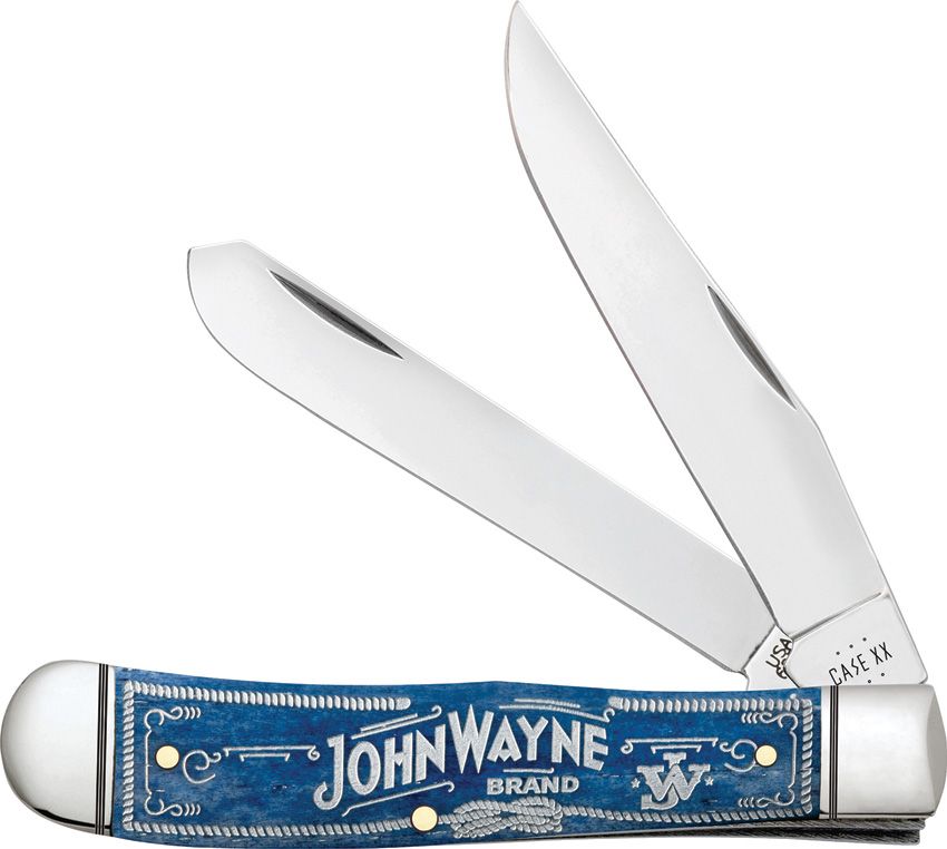 Case Cutlery John Wayne Trapper Folding Knife 4.13" Blue Bone